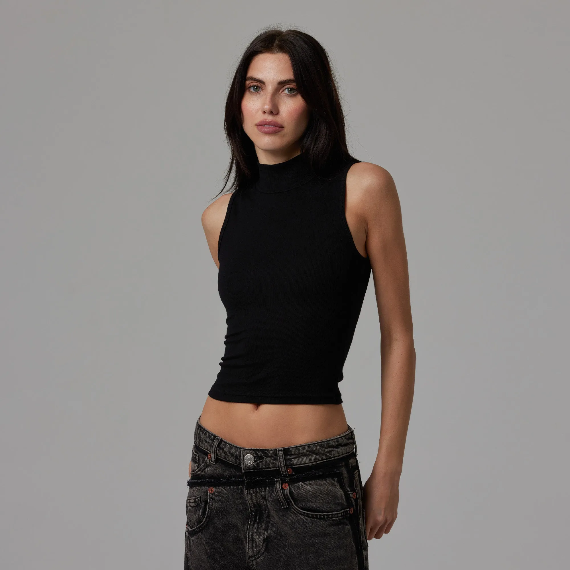 WOMENS MOCK NECK RIB TANK sold by Talentless product image thumbnail 3