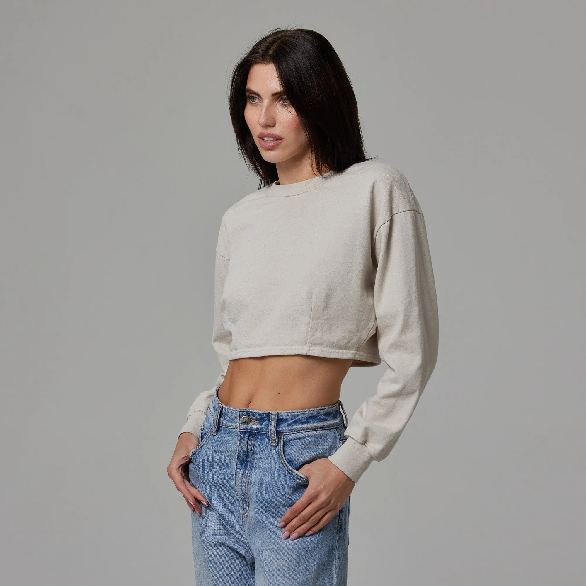 WOMENS CROP DART LIGHTWEIGHT CREWNECK sold by Talentless product image thumbnail 3