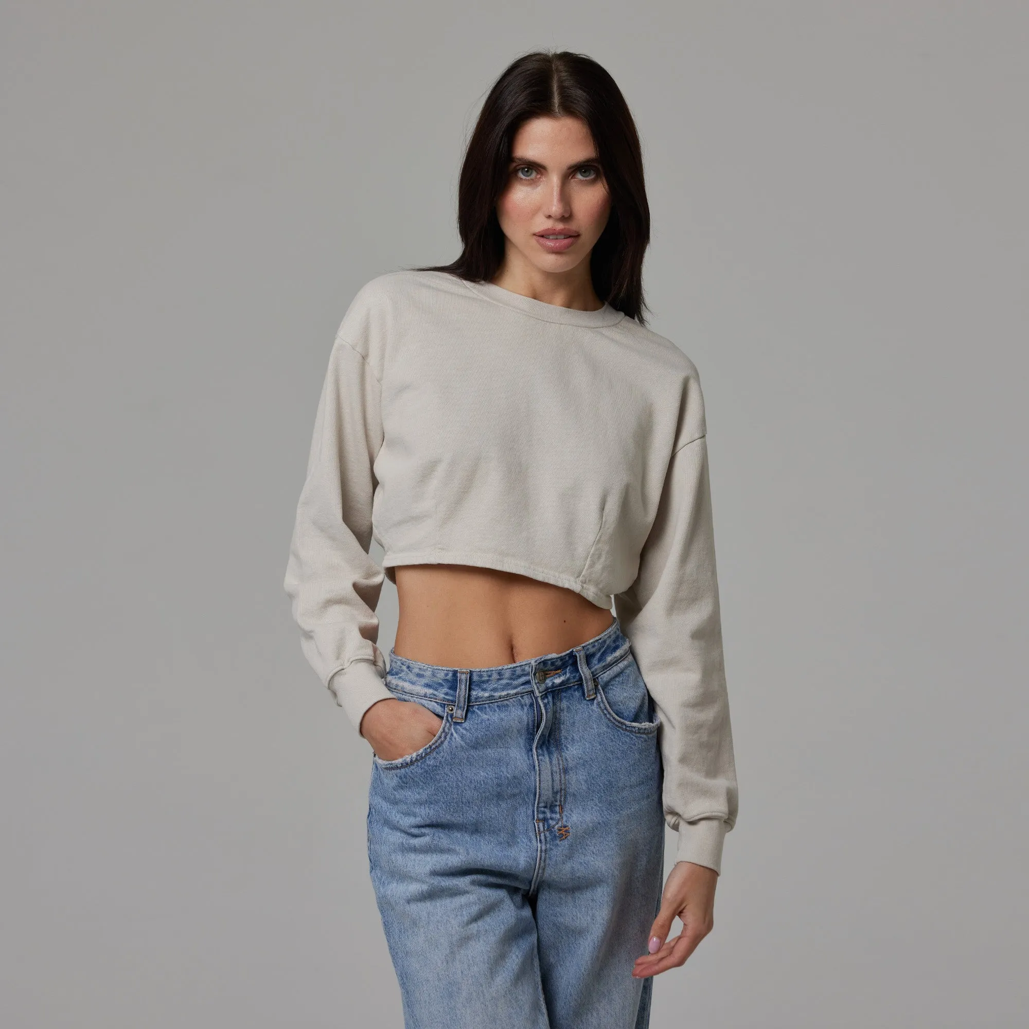 WOMENS CROP DART LIGHTWEIGHT CREWNECK sold by Talentless product image thumbnail 2