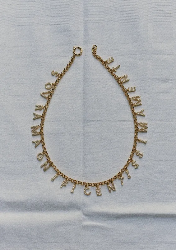 Strassed Weird Words necklace sold by Bangle Begum