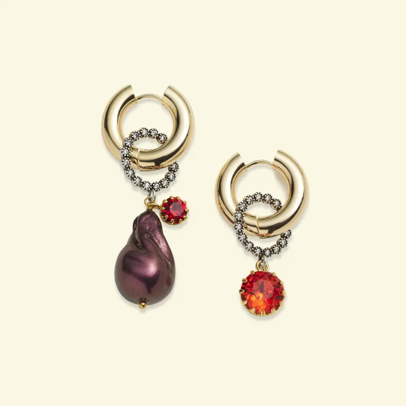 Palermo earrings Petrol + Red sold by Bangle Begum