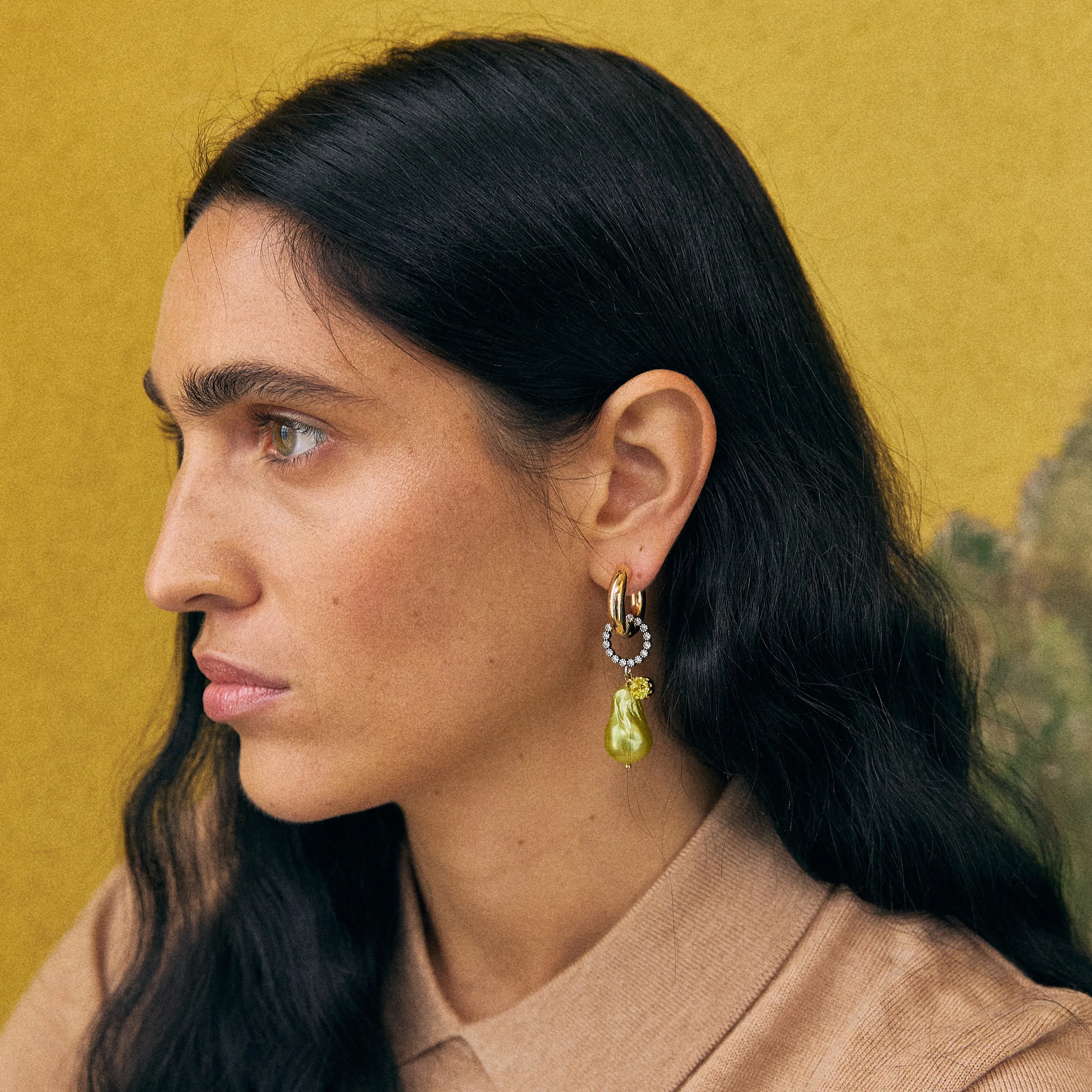 Palermo earrings Chartreuse + Grey sold by Bangle Begum product image thumbnail 2