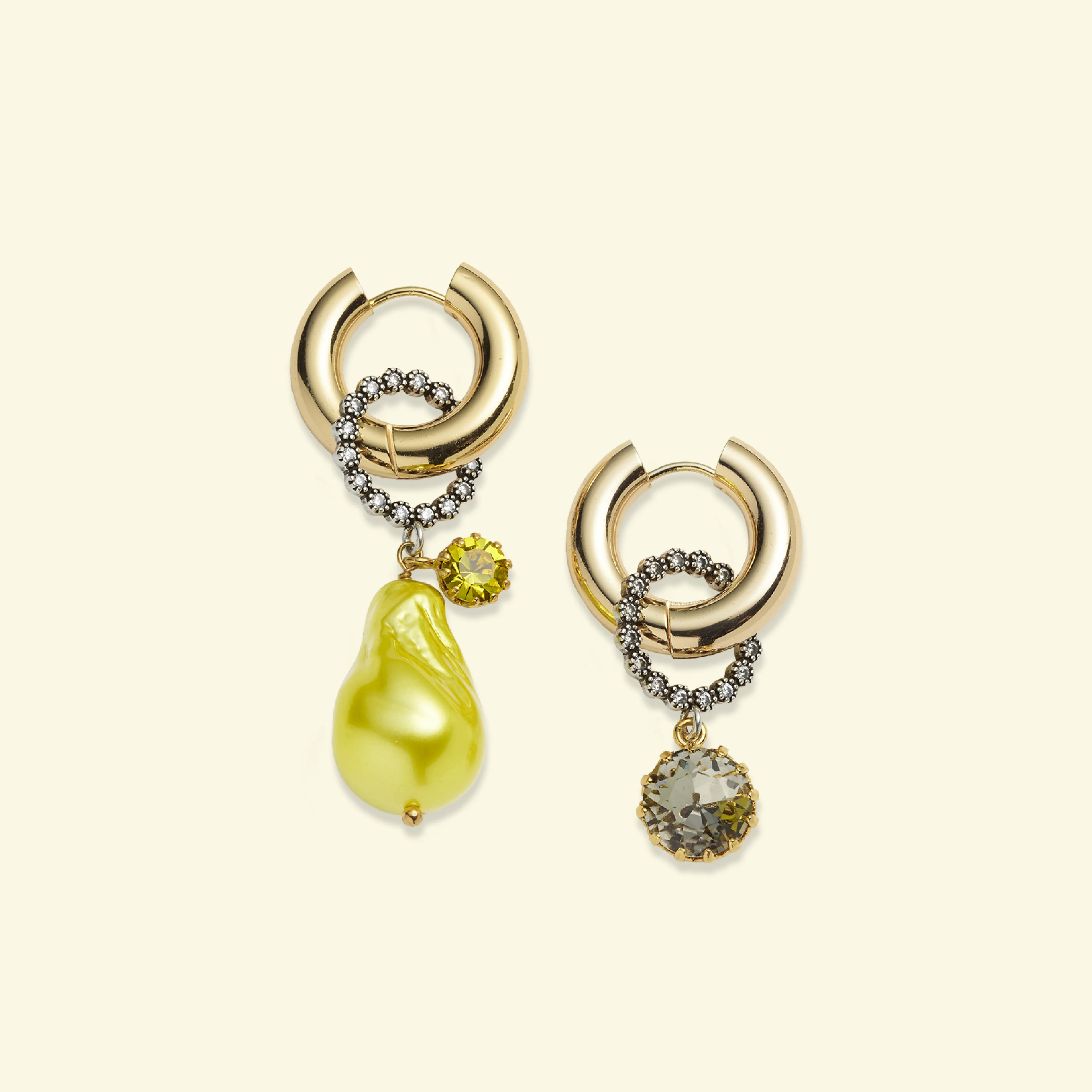 Palermo earrings Chartreuse + Grey sold by Bangle Begum