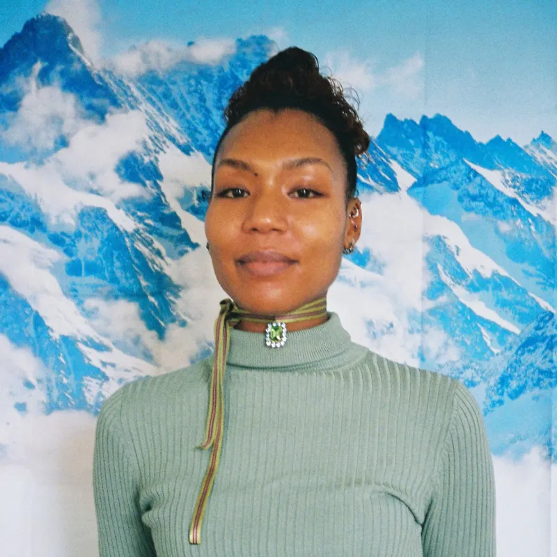 Rebecca necklace Olive ribbon sold by Bangle Begum