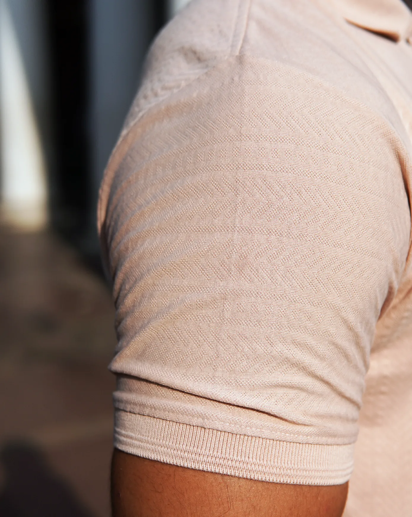 Peach Jacquard-Knit Polo T-Shirt With Zip sold by Ceazur product image thumbnail 4