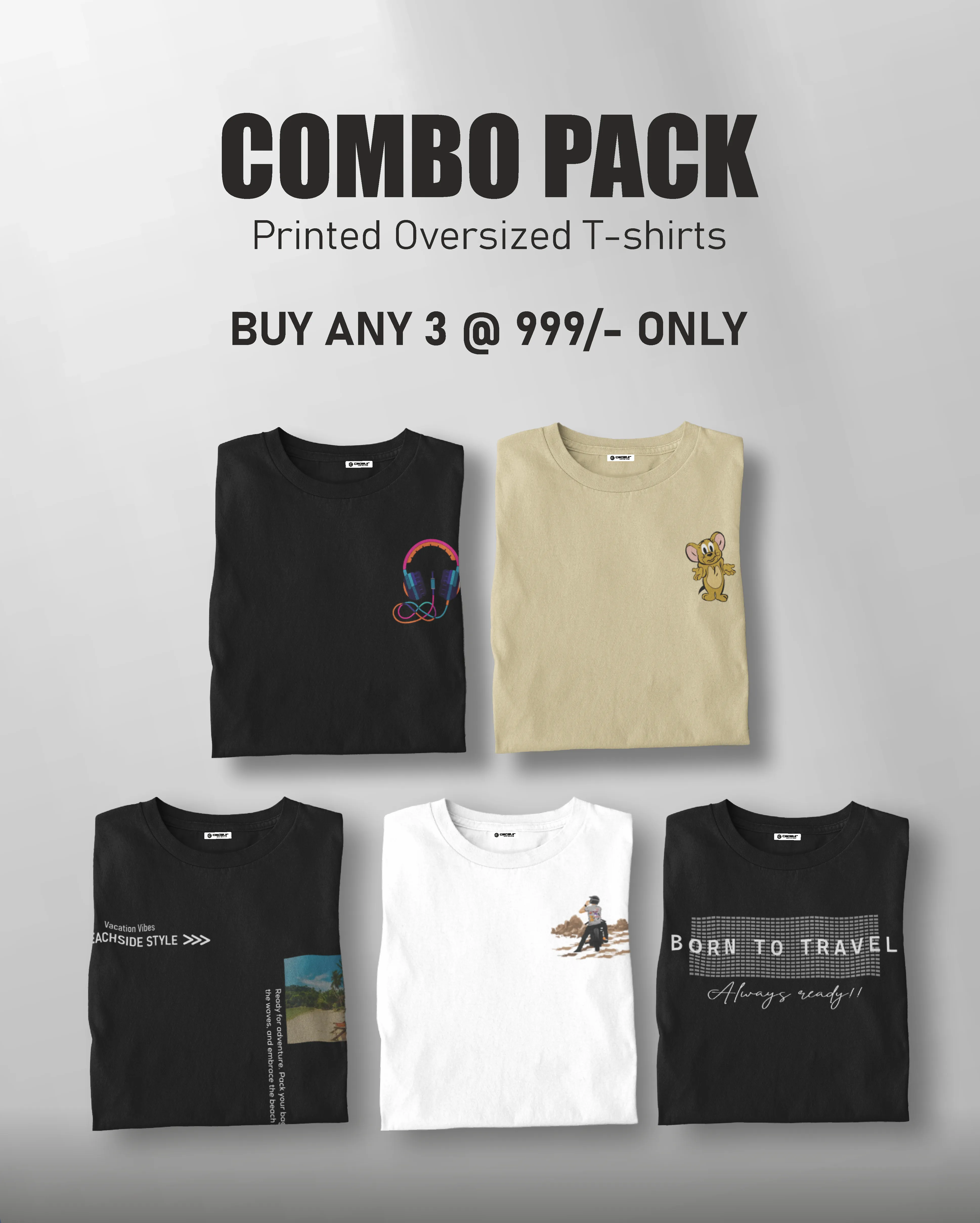 Pick Any 3 - Printed Oversized Travel T-Shirts sold by Ceazur