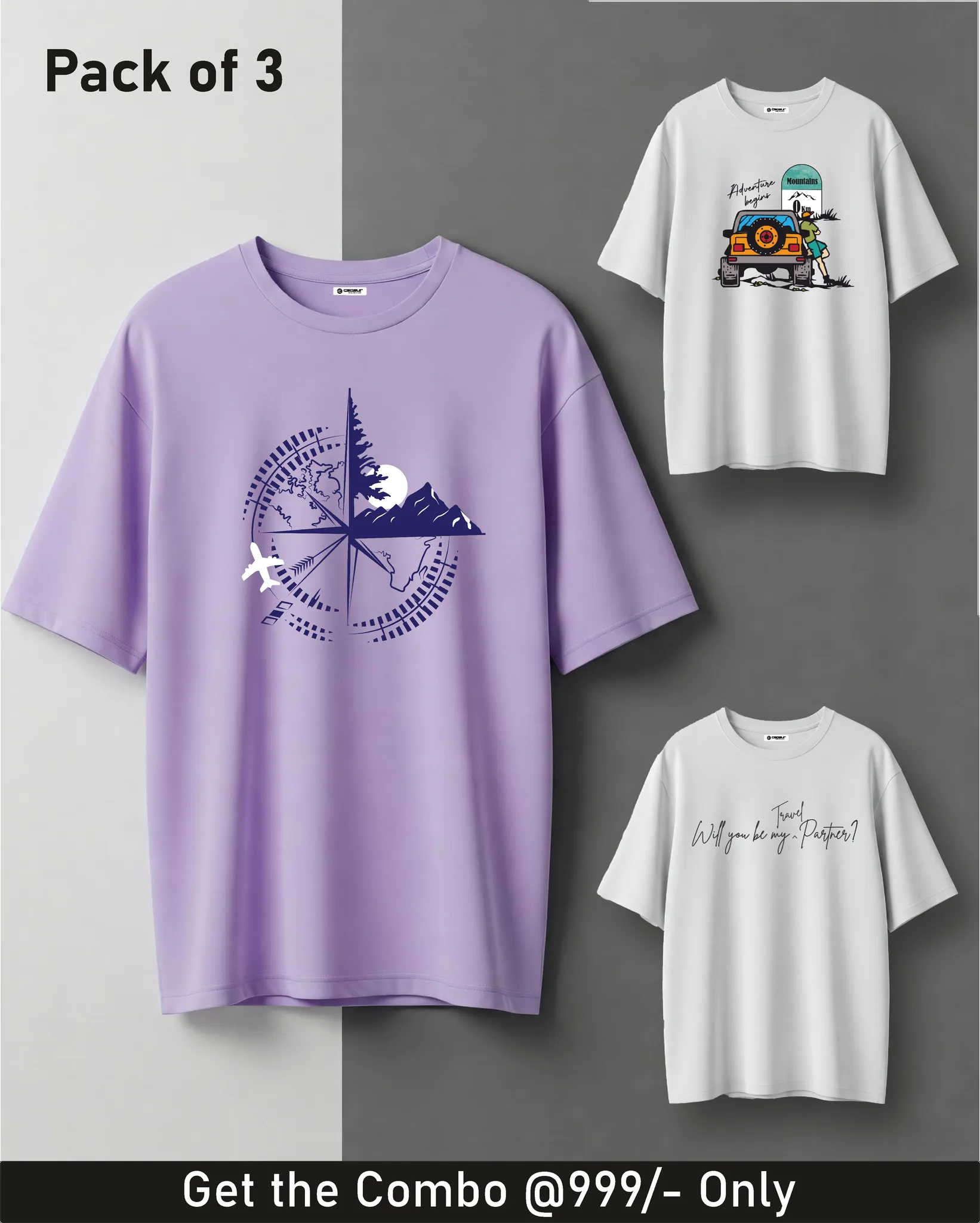 Set of 3 - Oversized T-Shirt sold by Ceazur