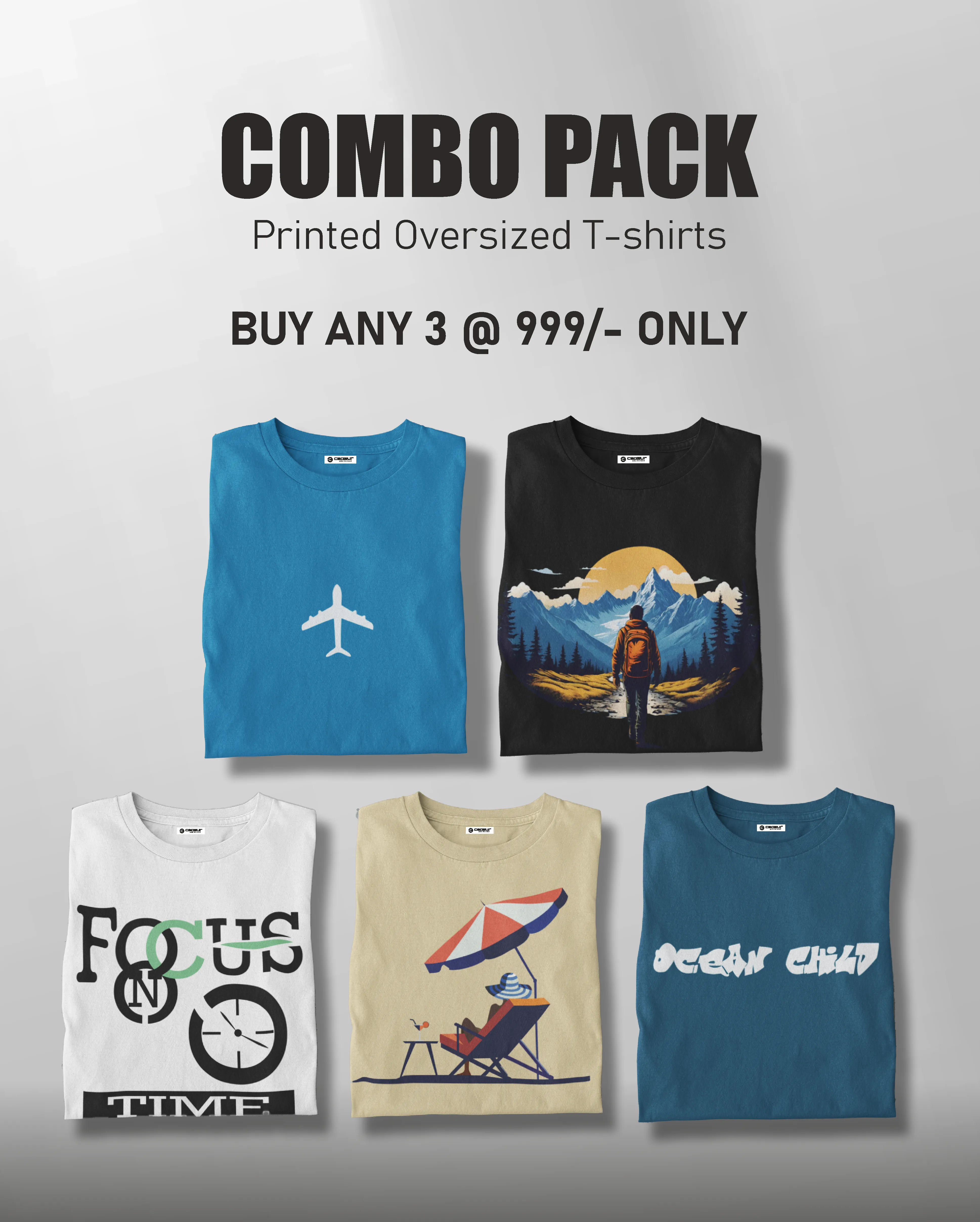 Pick Any 3 - Printed Oversized Travel T-Shirts sold by Ceazur