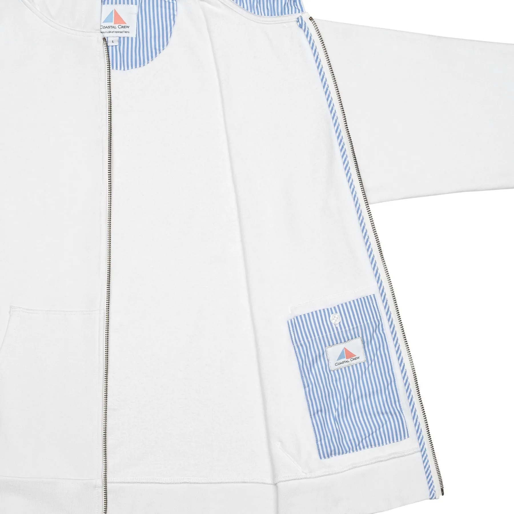 Charleston Full Zip Deckhand Hoodie - White sold by Coastal Crew product image thumbnail 2