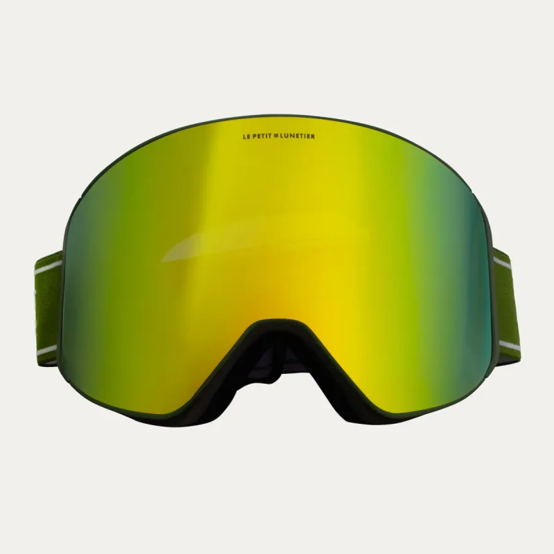 Valmorel Green Ski Mask with Orange Glass sold by Le Petit Lunetier