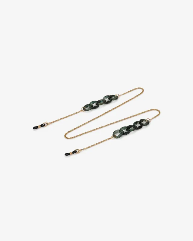 Thin Chain with Green Links made by Le Petit Lunetier