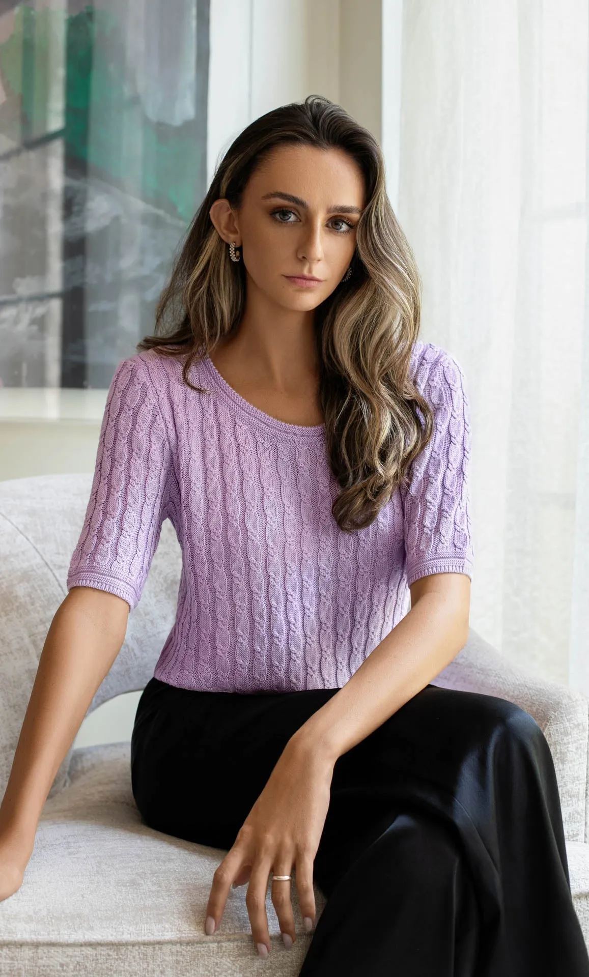 Cassandra Cable Sweater - Silk & Cashmere sold by Ravella