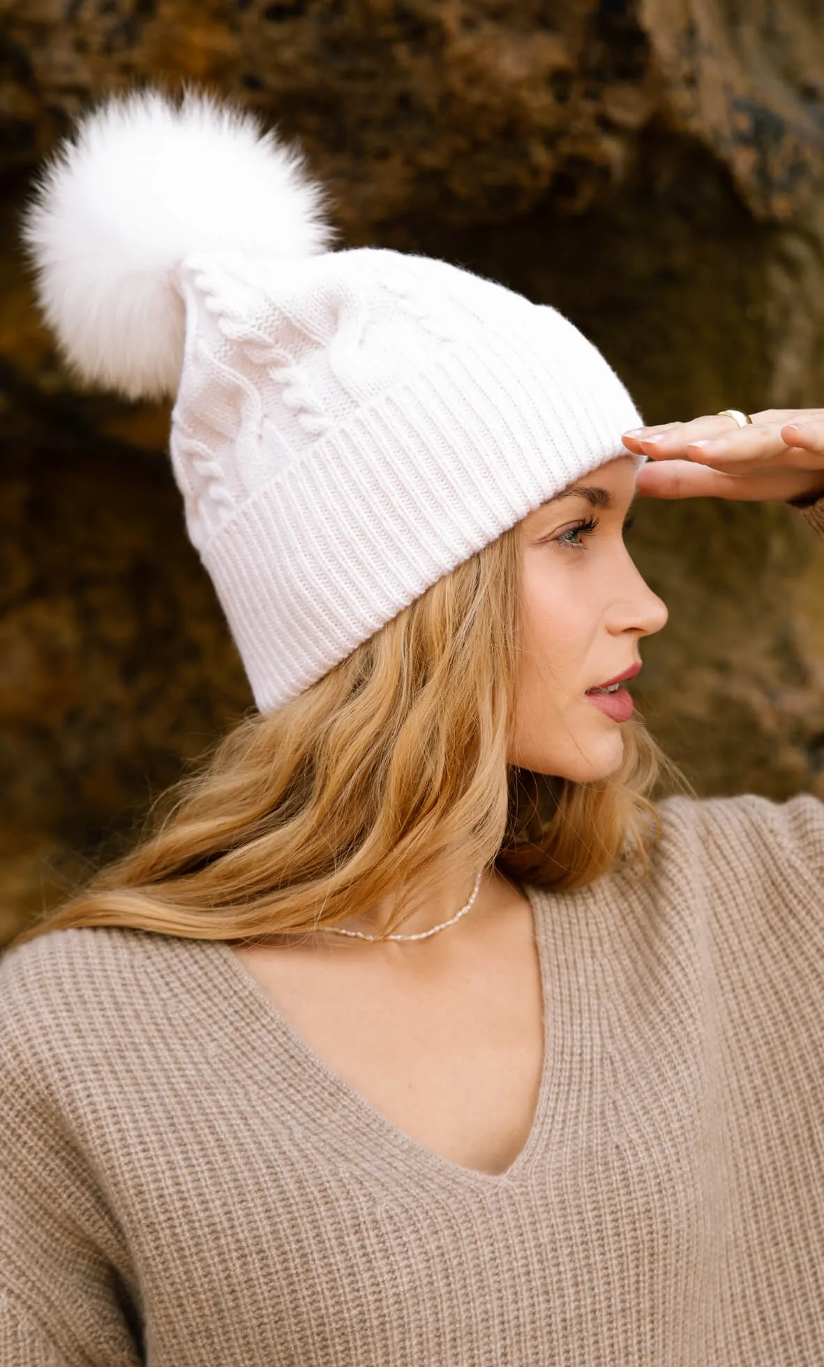 Cable-Knit Cashmere Beanie sold by Ravella