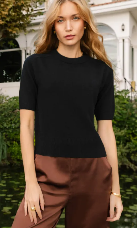 Vittoria Short-Sleeve Cashmere Sweater sold by Ravella