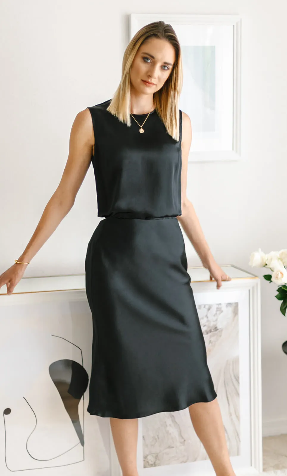 Giada Tank and Alessa Skirt Silk Set sold by Ravella
