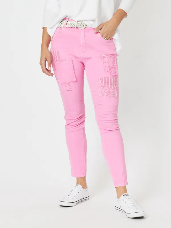 Taylor Patch High Rise Skinny Leg Jeans - Flamingo sold by RC & Co