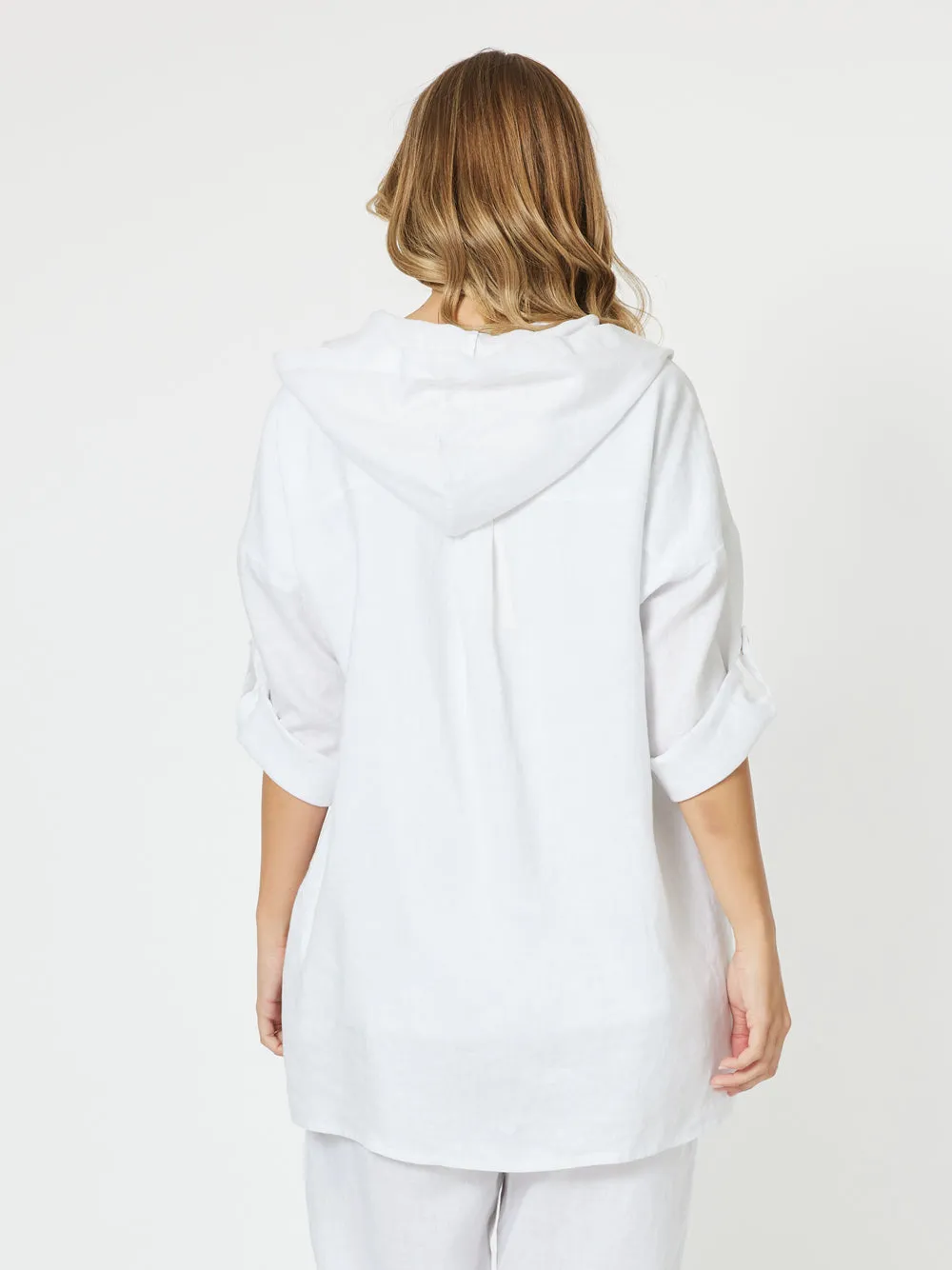 Patch Linen Hooded Jacket - White sold by RC & Co product image thumbnail 4