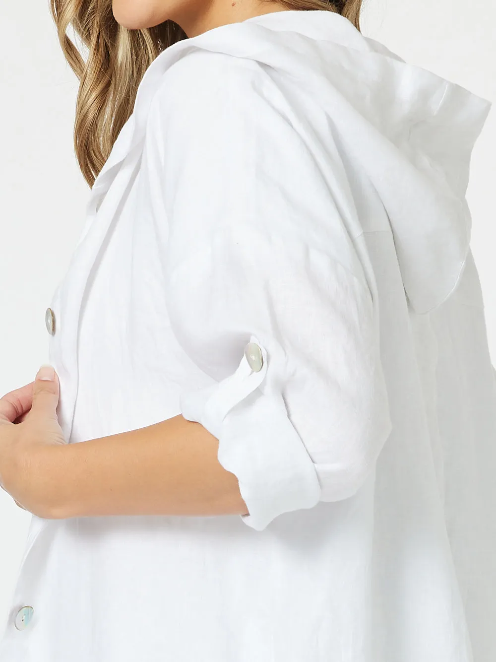 Patch Linen Hooded Jacket - White sold by RC & Co product image thumbnail 5