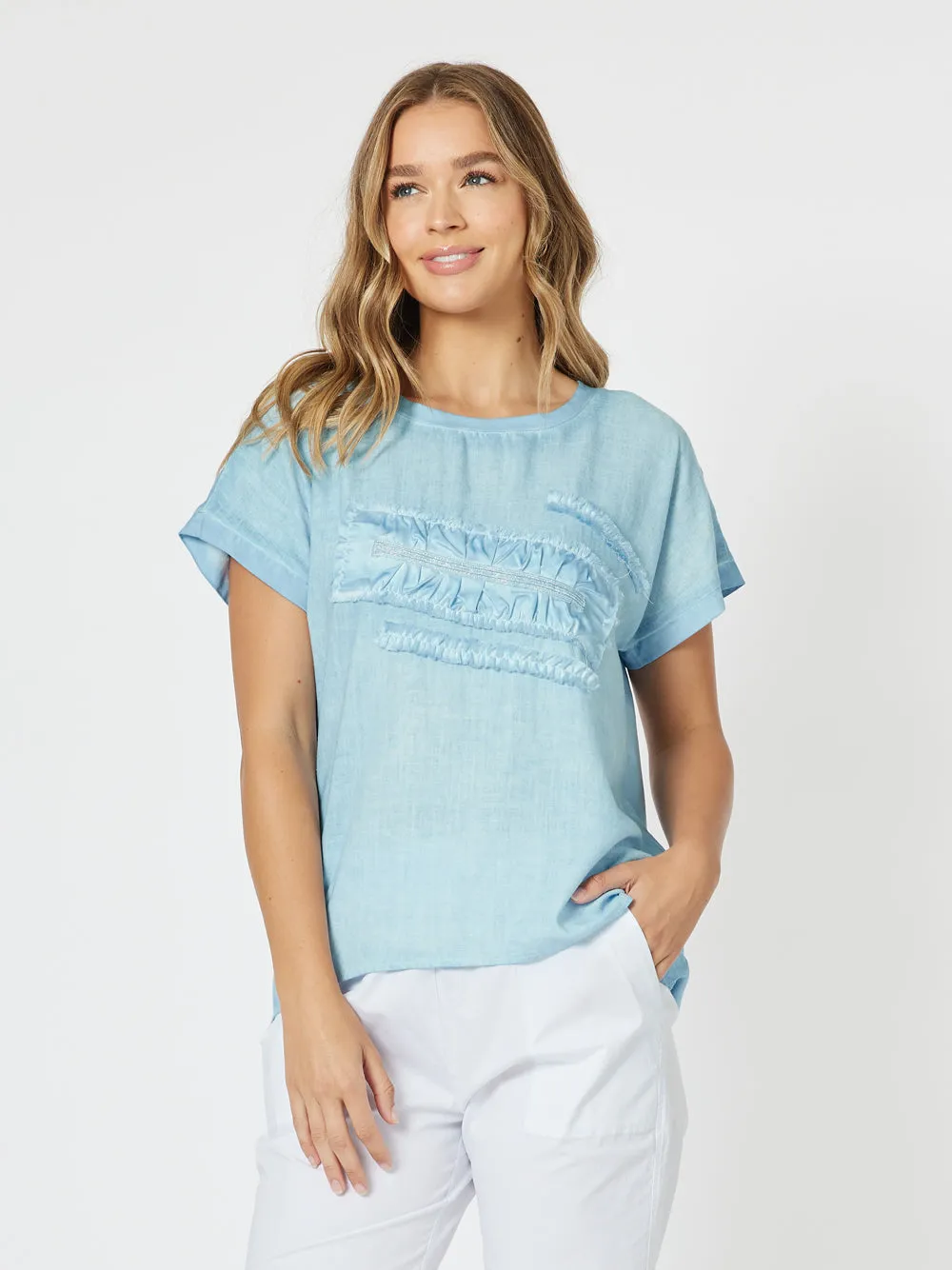 Trimmed Front Tee - Blue sold by RC & Co