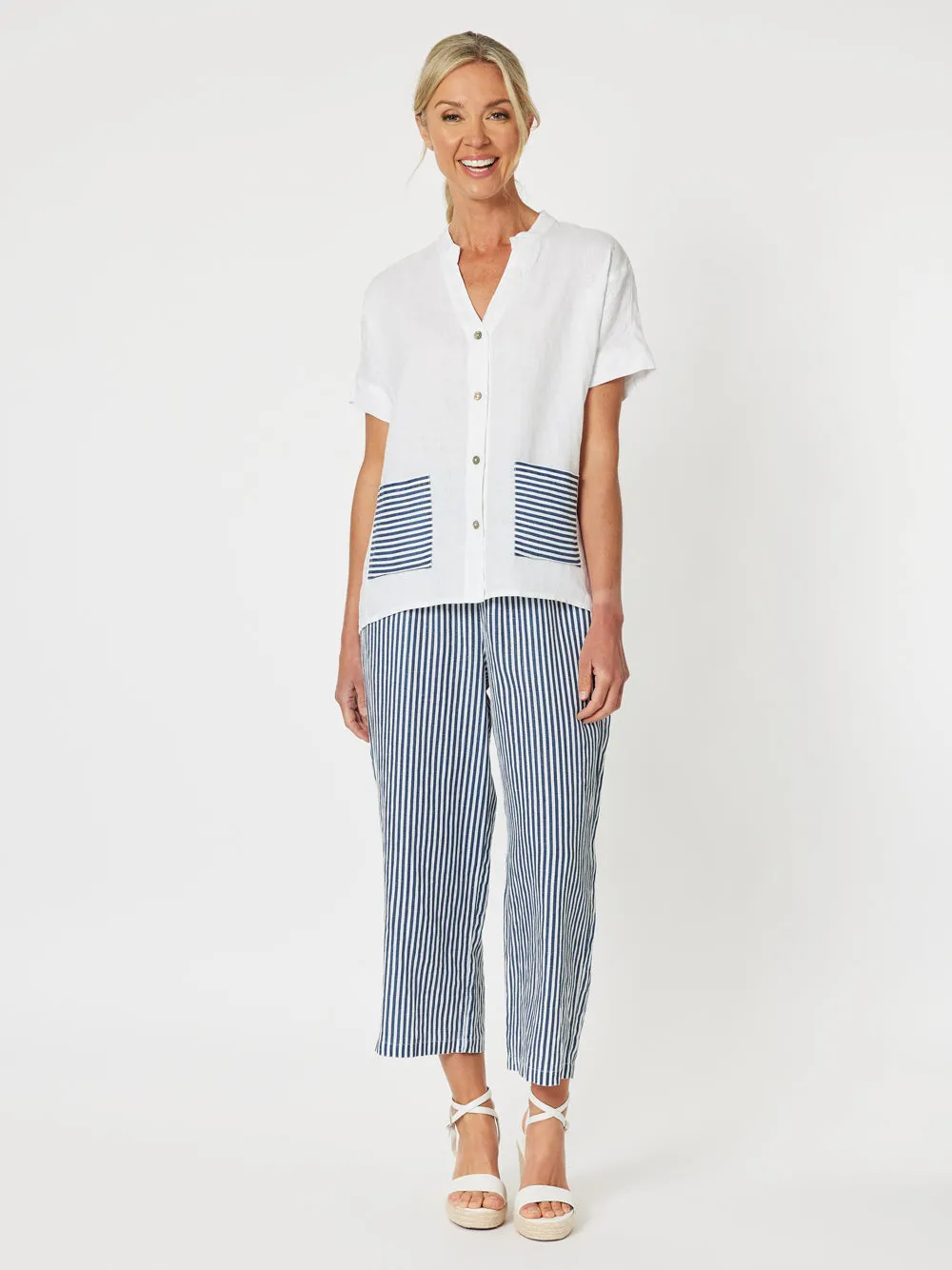 Stripe Beach Shirt - White/Navy sold by RC & Co product image thumbnail 2