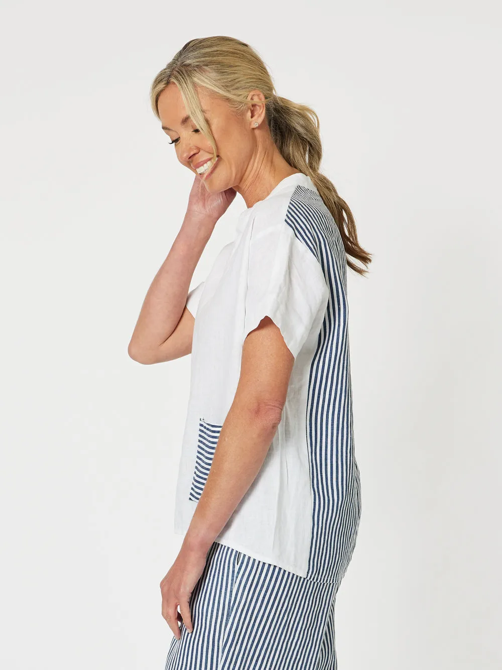 Stripe Beach Shirt - White/Navy sold by RC & Co product image thumbnail 3