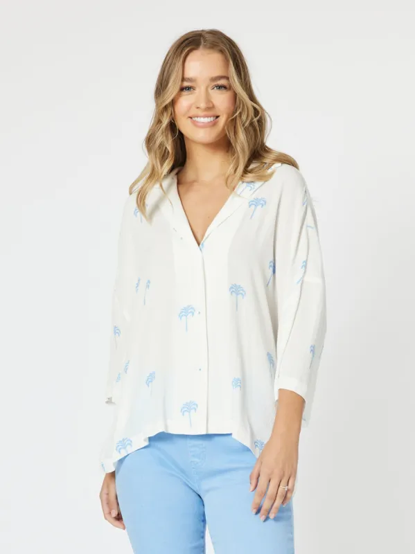 Coco Palm Shirt - White/Blue sold by RC & Co