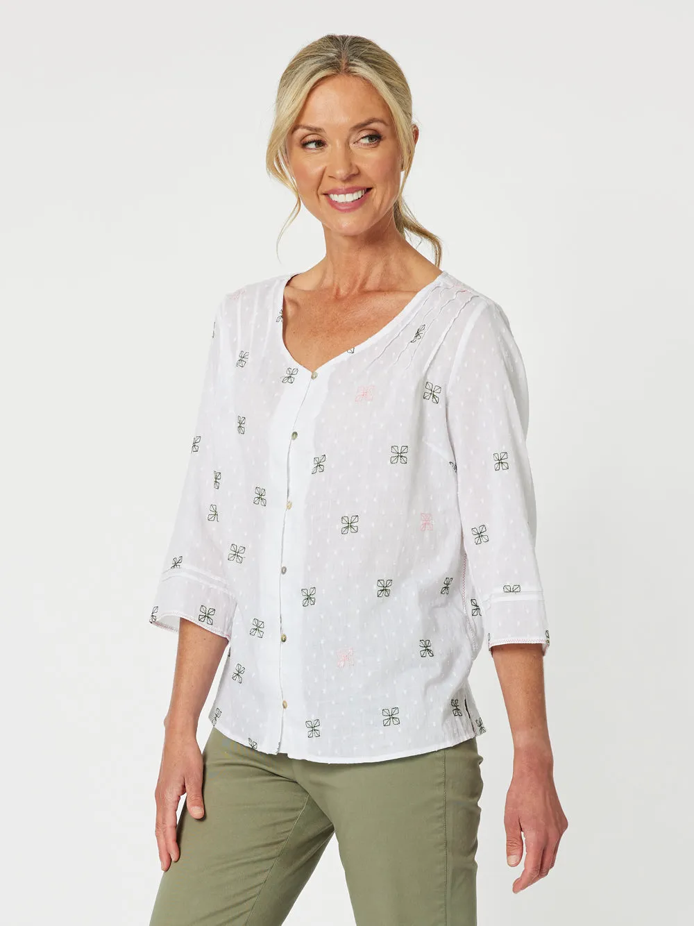 Faye Embroidered Shirt - White sold by RC & Co product image thumbnail 3