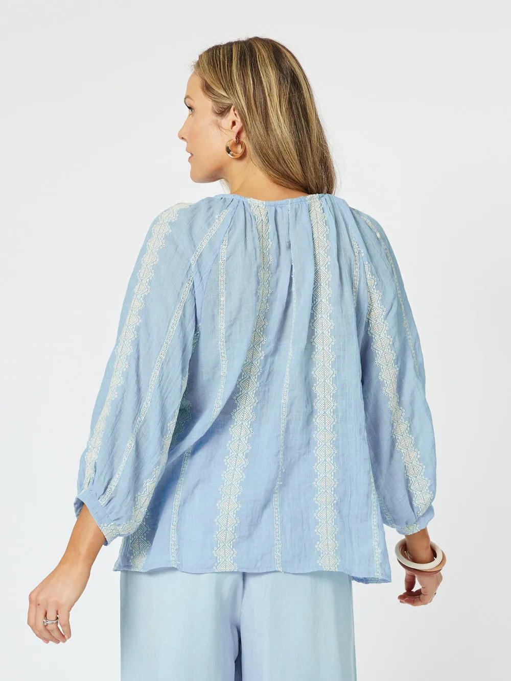 Sorrento Embroidered Top - Blue sold by RC & Co product image thumbnail 4