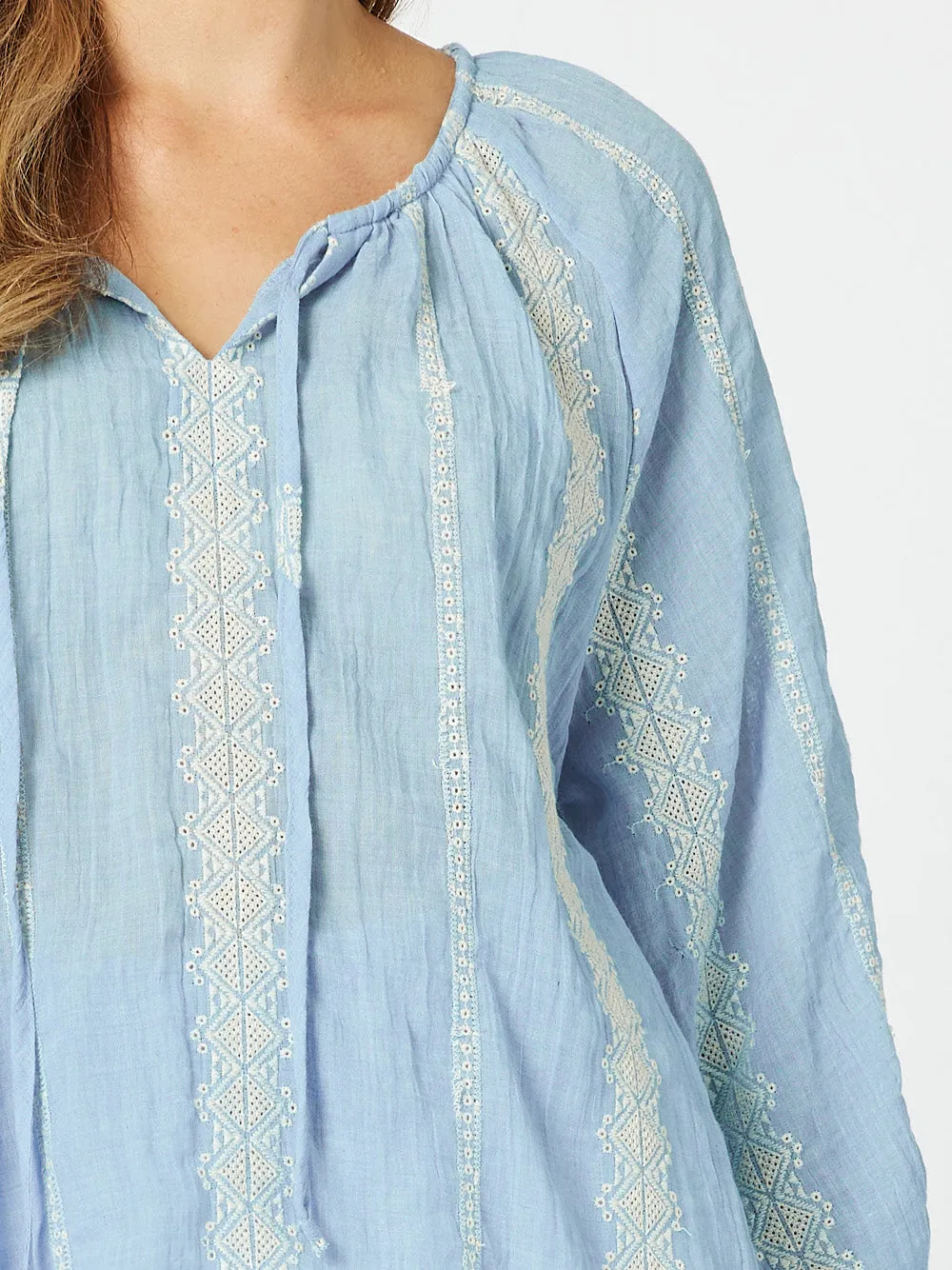 Sorrento Embroidered Top - Blue sold by RC & Co product image thumbnail 5