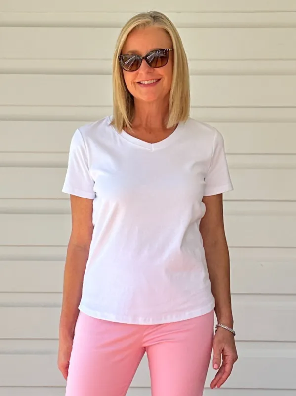 V Neckline Tee - White sold by RC & Co