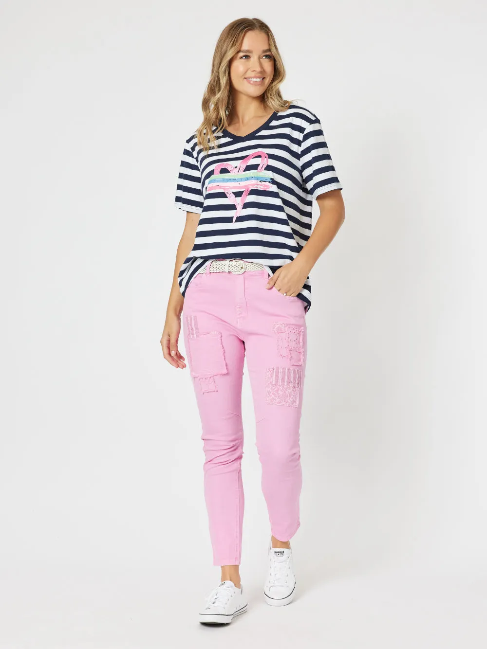 Heart Stripe T-shirt - Navy/White sold by RC & Co product image thumbnail 2