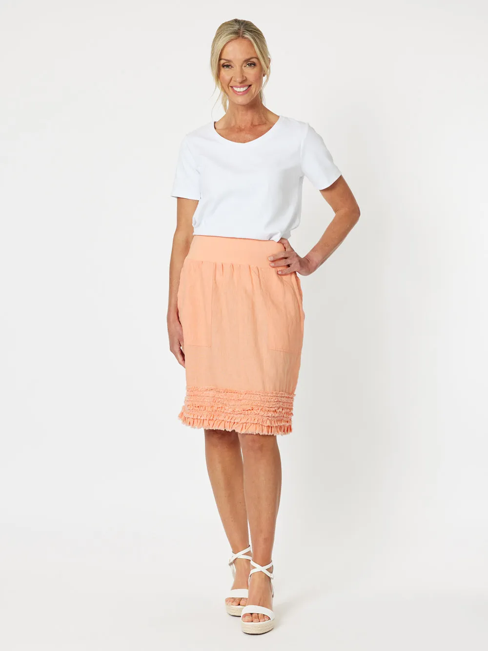 Mimi Linen Ruffle Hem Skirt - Mandarine sold by RC & Co product image thumbnail 5