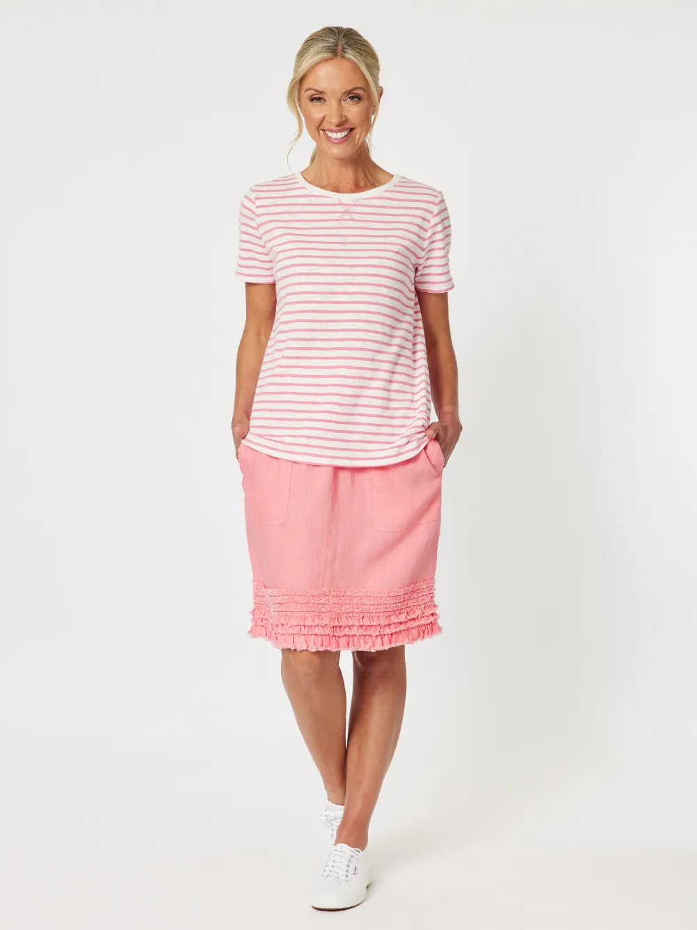 Mimi Linen Ruffle Hem Skirt - Coral sold by RC & Co product image thumbnail 2