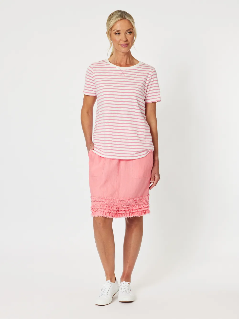 Mimi Linen Ruffle Hem Skirt - Coral sold by RC & Co product image thumbnail 4
