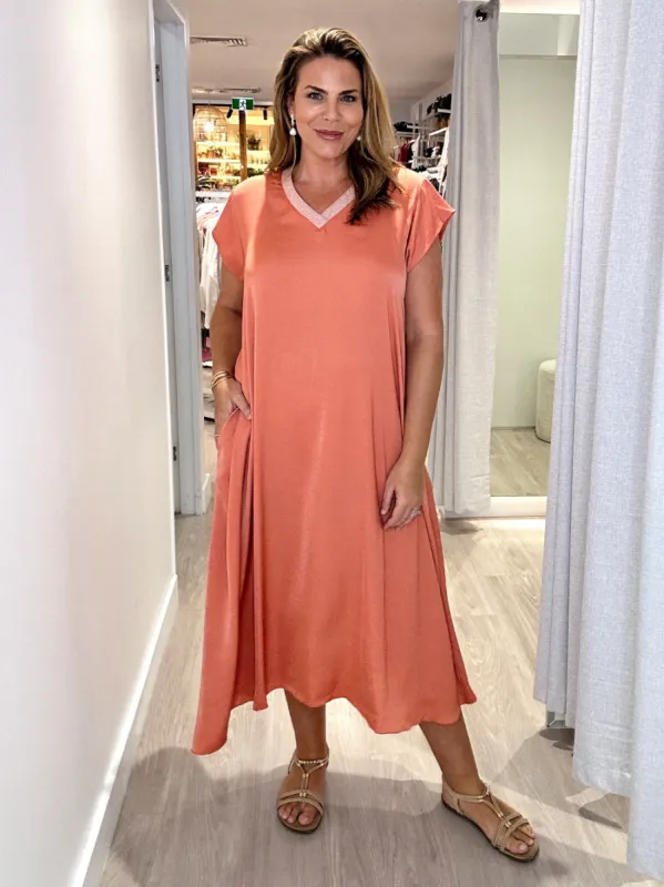 Traveller Luxe V-neck Dress - Sunset sold by RC & Co