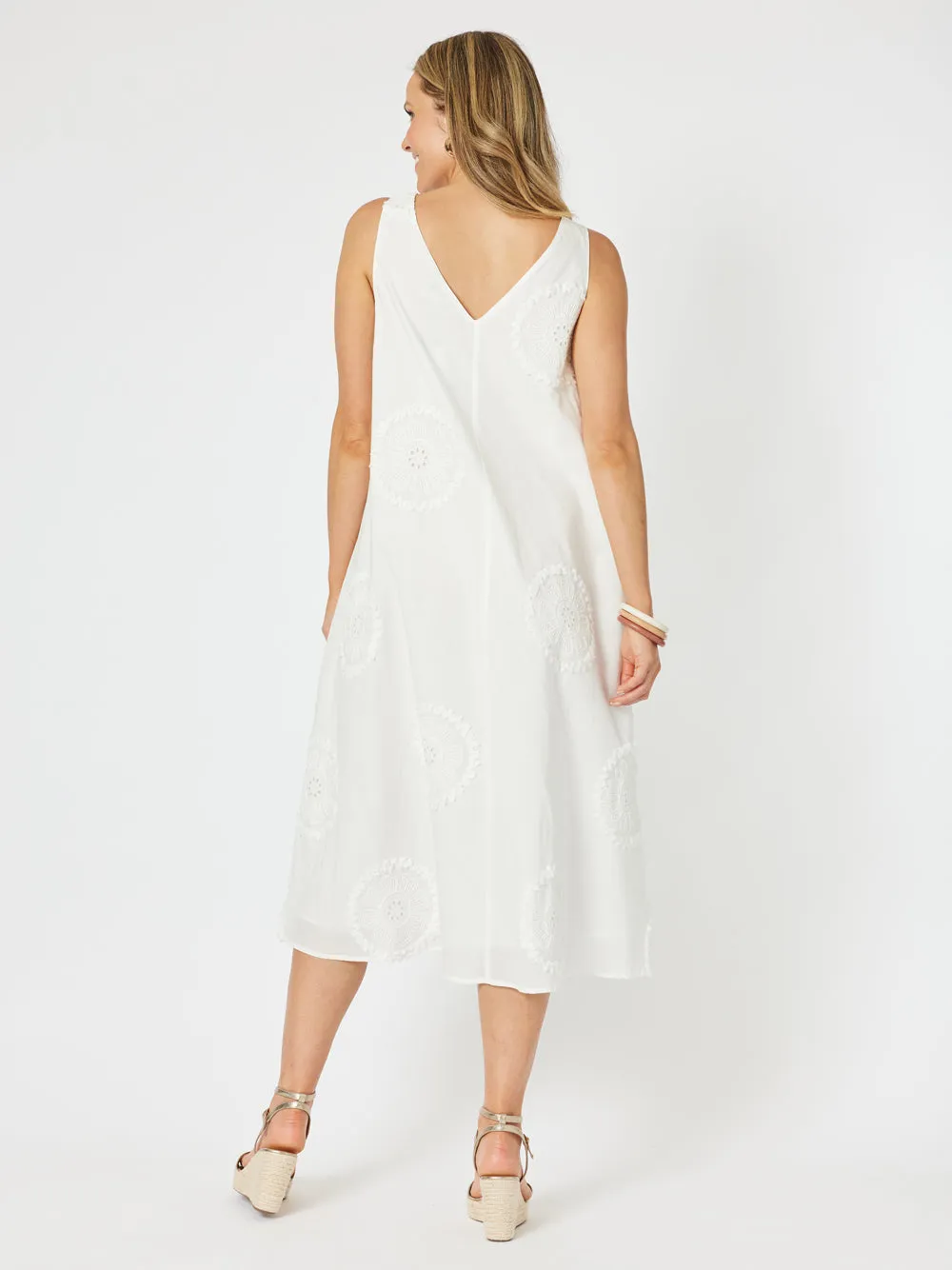 Emanuella Embroidered Sleeveless Dress - White sold by RC & Co product image thumbnail 5