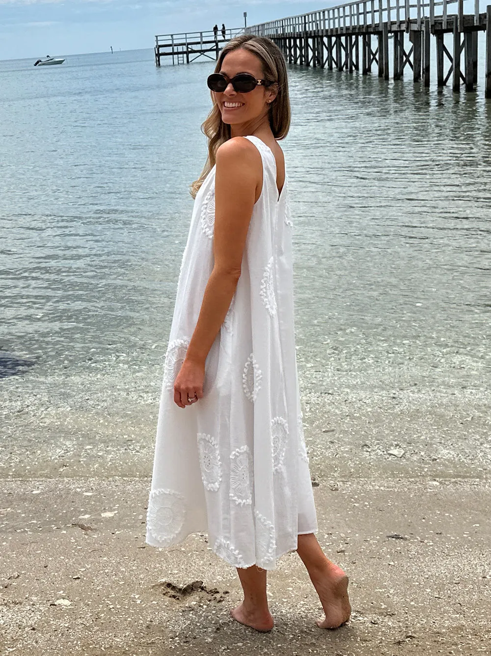 Emanuella Embroidered Sleeveless Dress - White sold by RC & Co product image thumbnail 2