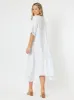 Fringed Linen Dress - White sold by RC & Co