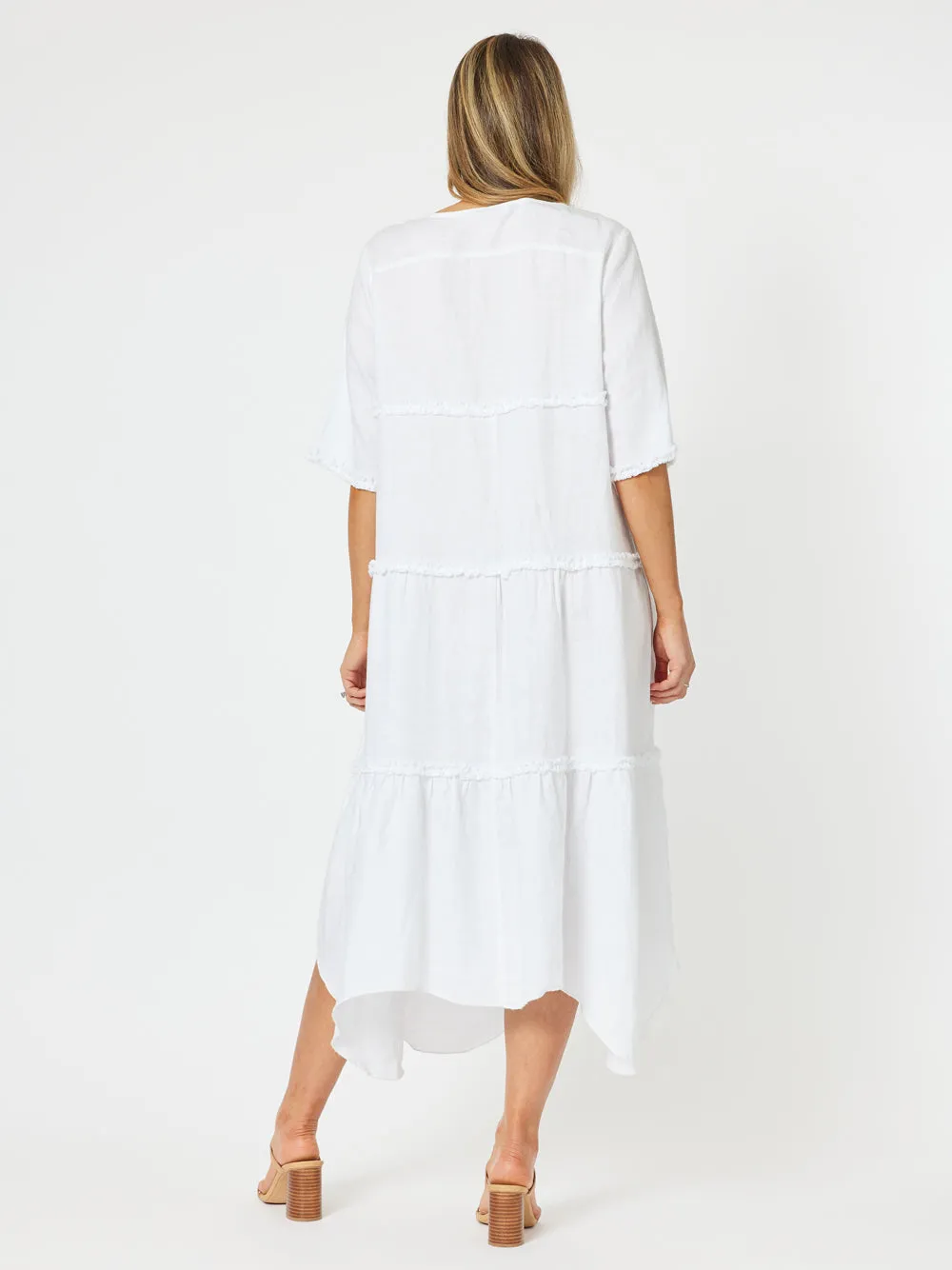 Fringed Linen Dress - White sold by RC & Co product image thumbnail 5