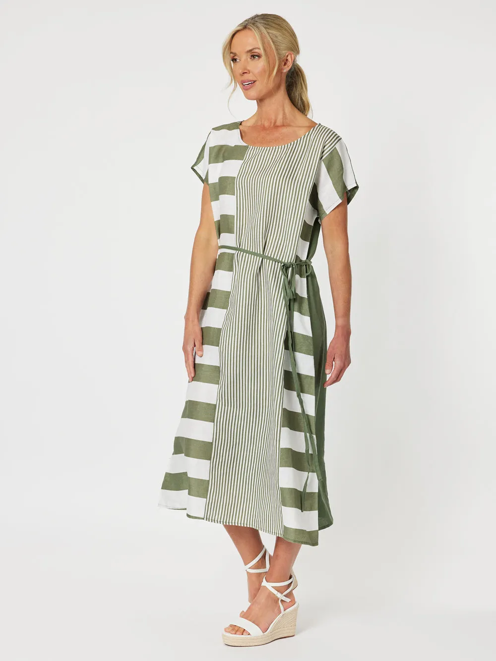 Patio Stripe Dress - Khaki sold by RC & Co product image thumbnail 2