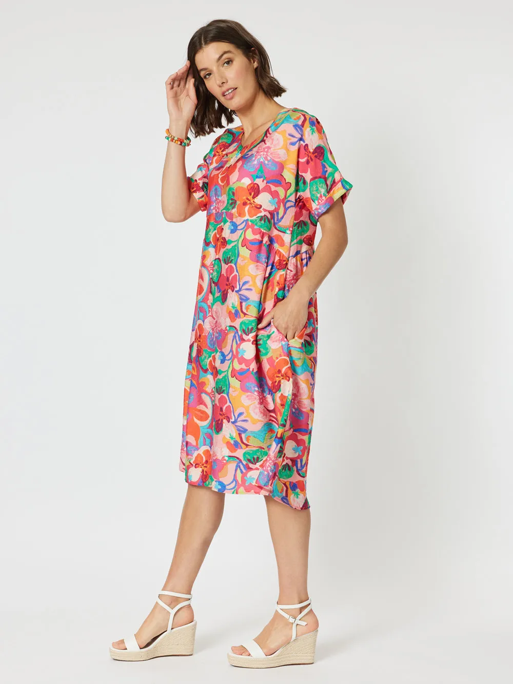 Garden Party Floral Dress - Hot Pink sold by RC & Co product image thumbnail 3