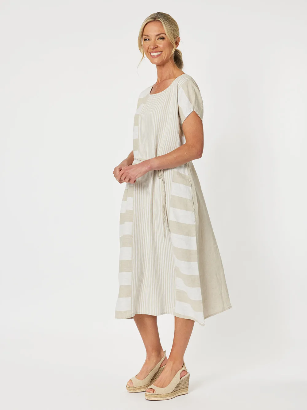 Patio Stripe Print Dress - Natural sold by RC & Co product image thumbnail 3
