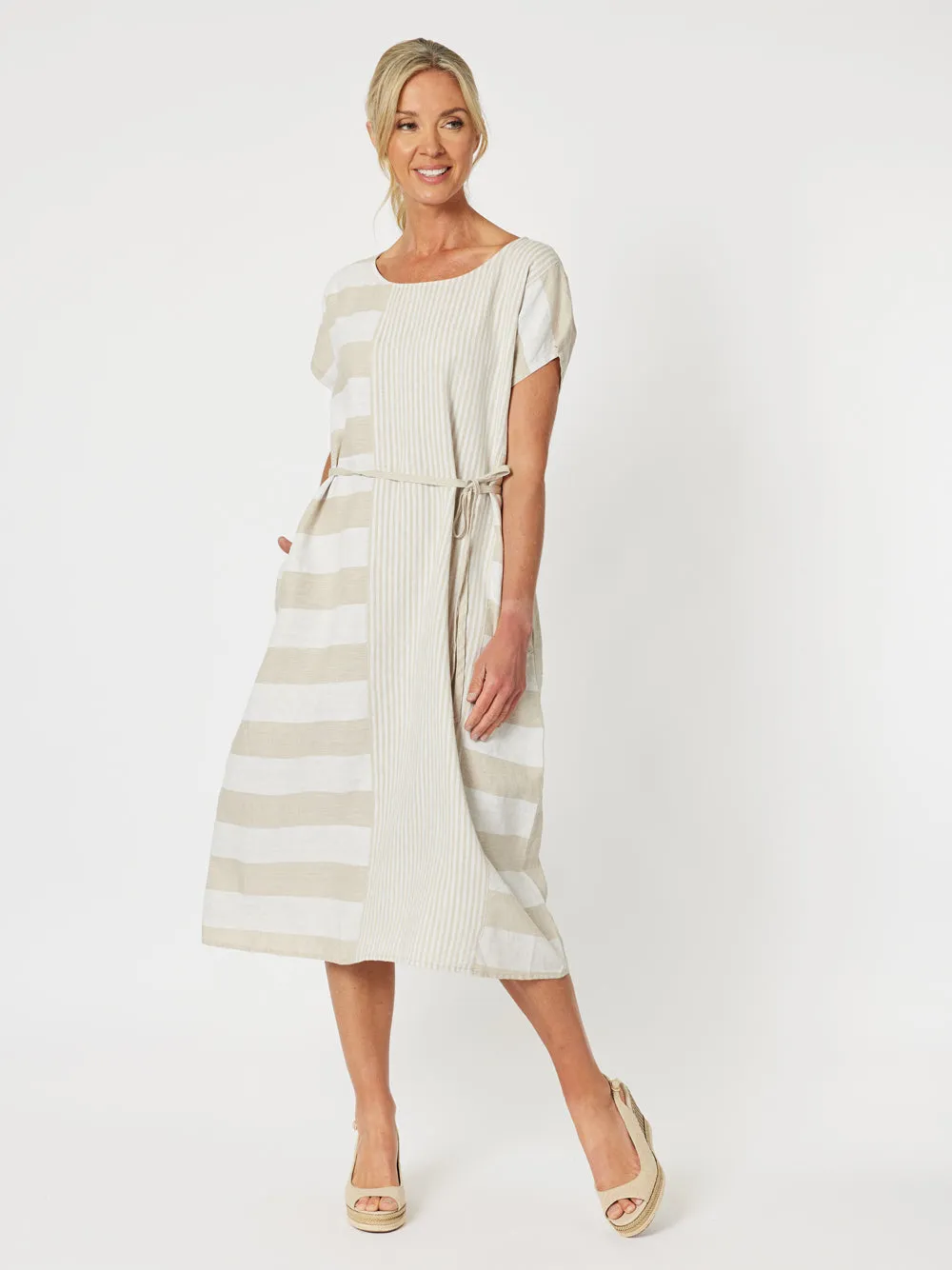 Patio Stripe Print Dress - Natural sold by RC & Co product image thumbnail 2