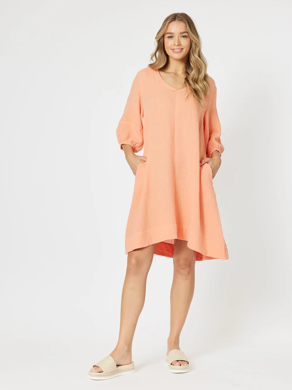 Byron Cotton Dress - Papaya sold by RC & Co