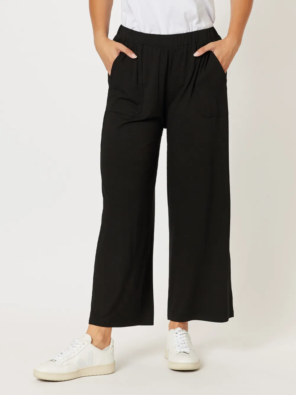 Wide Leg Side Pocket Jersey Pant - Black sold by RC & Co