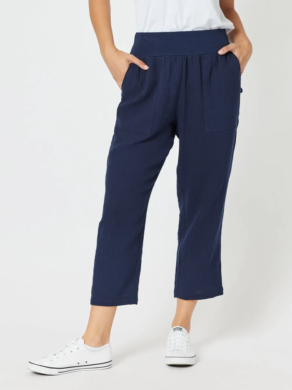 Byron Cotton 7/8 Pant - Navy sold by RC & Co