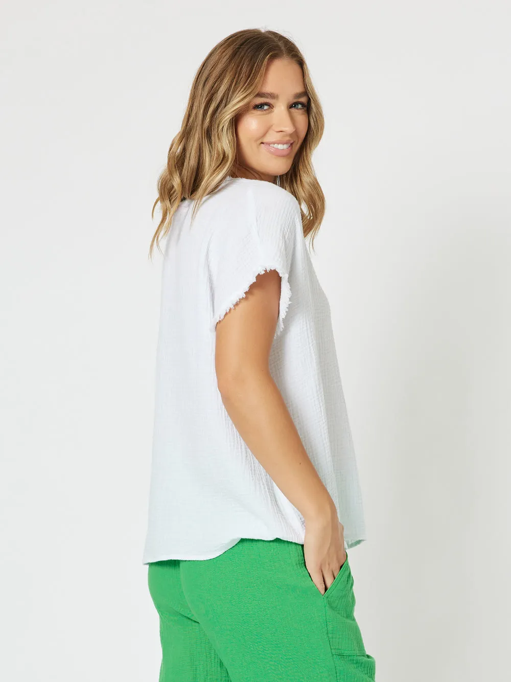 Byron Cotton V-neck Top - White sold by RC & Co product image thumbnail 4