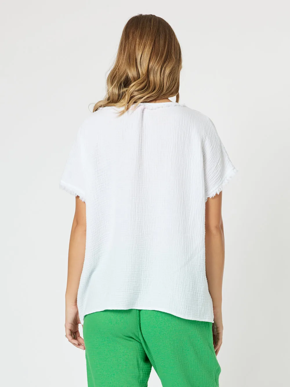 Byron Cotton V-neck Top - White sold by RC & Co product image thumbnail 5