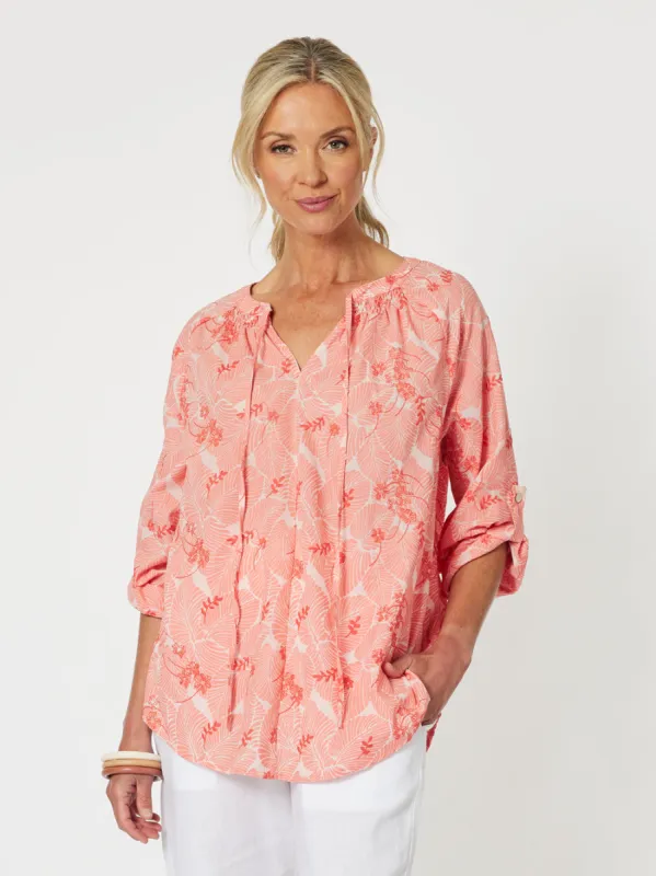 Emma Cotton Embroidered Shirt - Melon sold by RC & Co