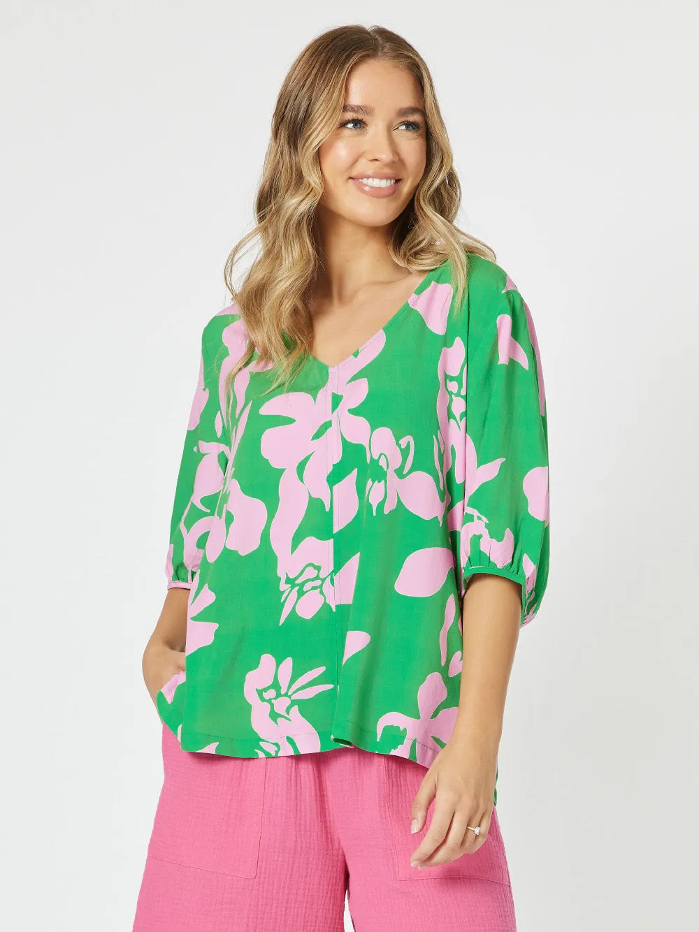 Spring V Neck Tunic - Emerald sold by RC & Co